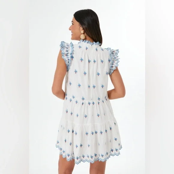 Sea New York Cream Renee Embroidered Strawberry Dress L 100% Cotton - Picture 3 of 8